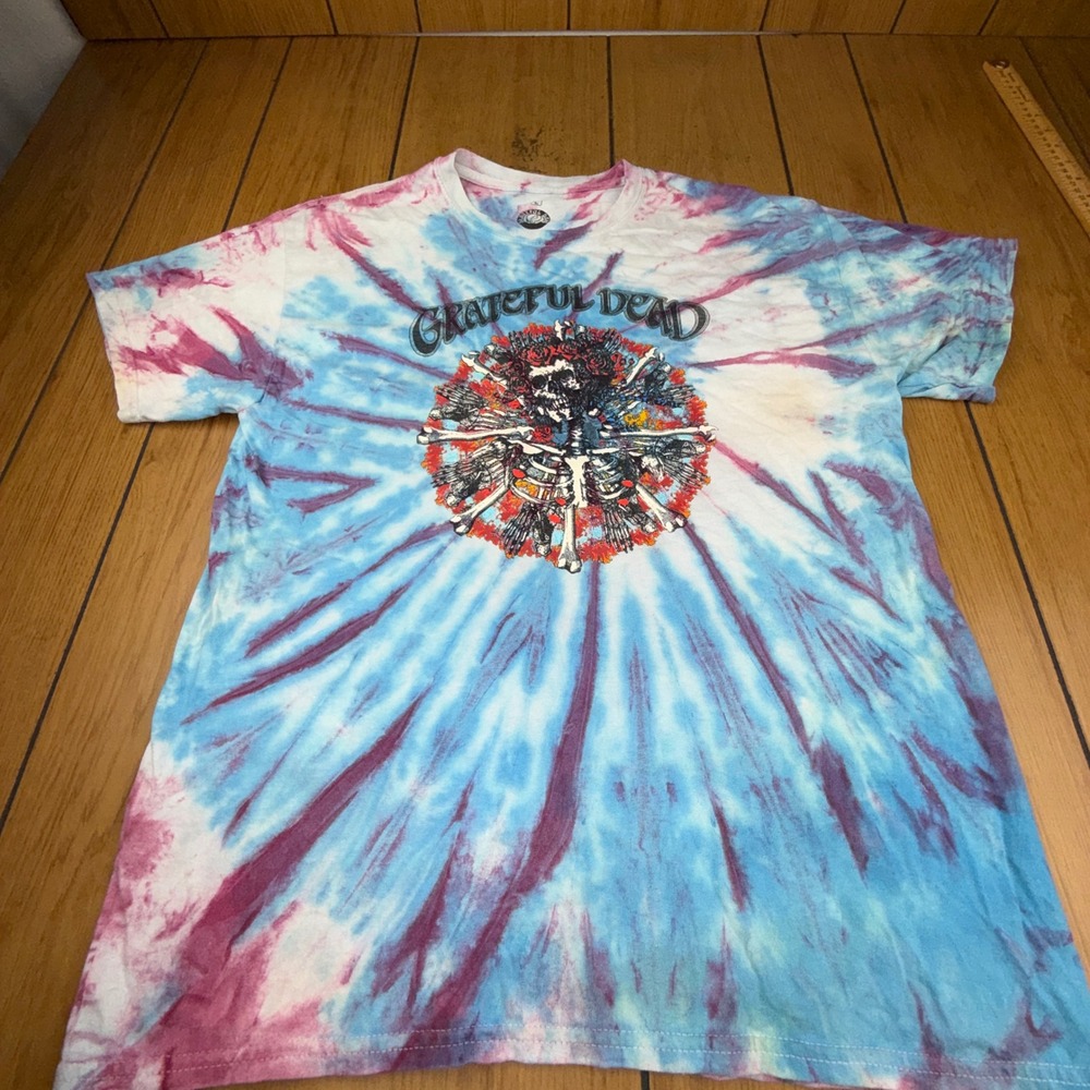 Grateful Dead Ripple Junction Tie Dye Graphic T-Shirt Blue Purple‎ Mens Large